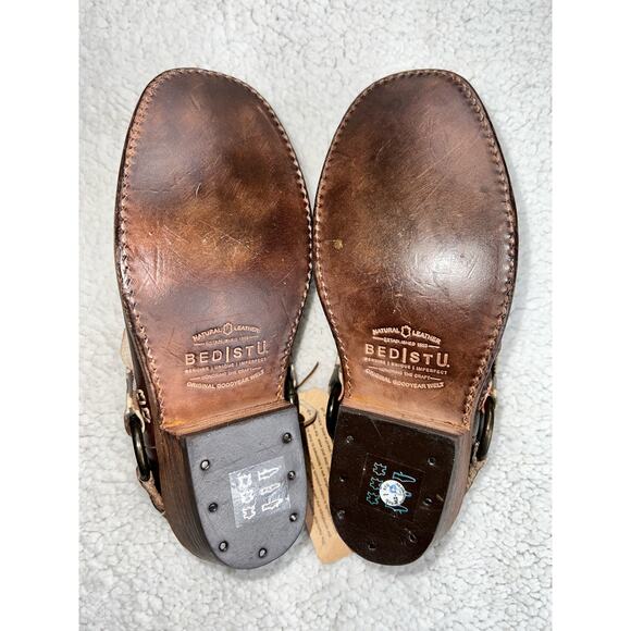 Bed Stu Triad Distressed Dark Brown Leather Harness Mule - Size 7.5 - X3 - Picture 9 of 11